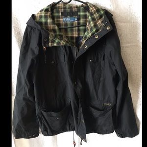Ralph Lauren Black & Plaid Jacket sz XL w/ hood